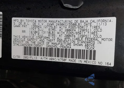 2014 Toyota Tacoma Base V6 из США, поврежденный, VIN 3TMLU4EN3EM139587